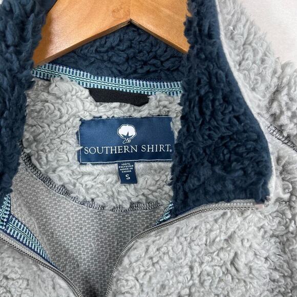 The Southern Shirt Co. Sherpa Fuzzy Fleece Gray 1/2 Zip Pullover Sweater Size S - Picture 7 of 8